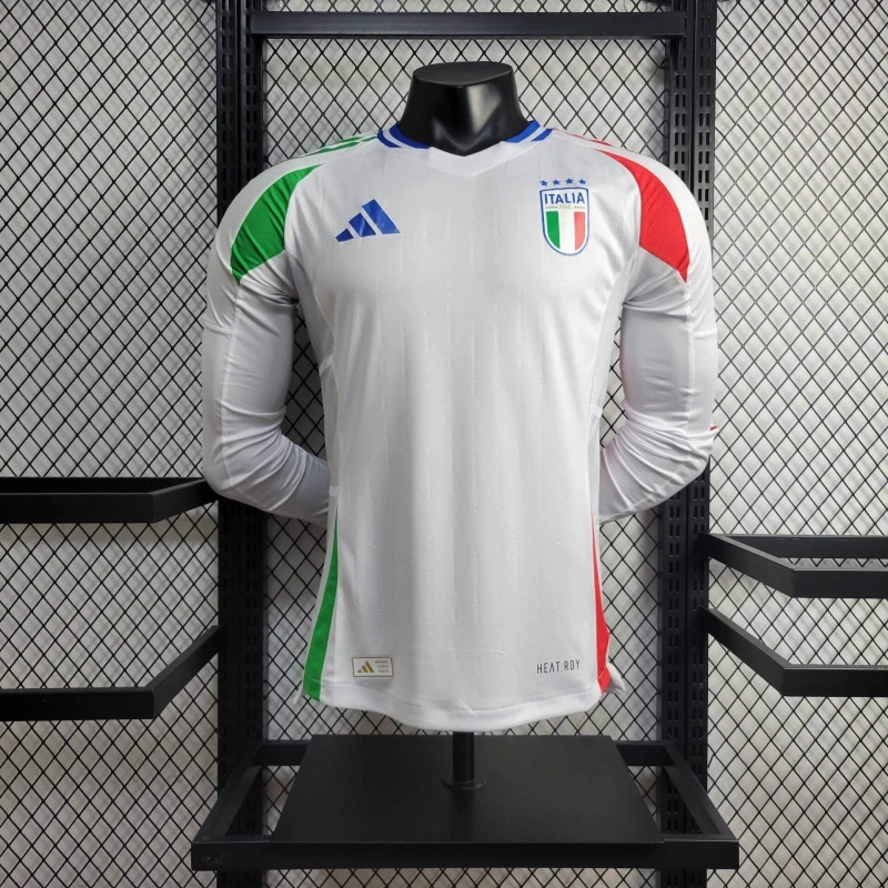 2024 Italy Away Soccer Jersey Player Version Long Sleeve