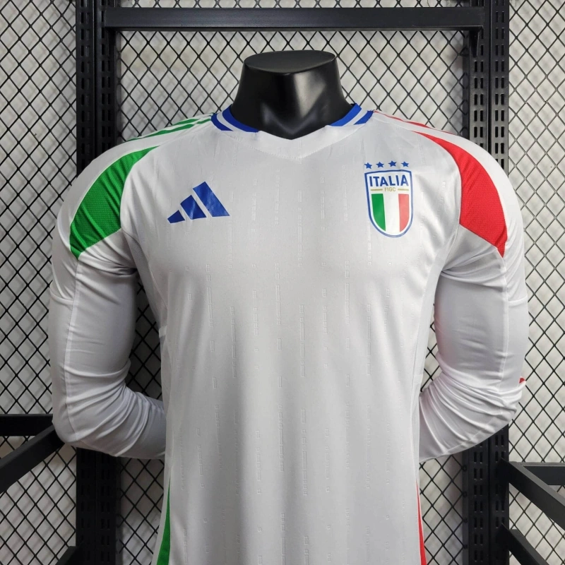 2024 Italy Away Soccer Jersey Player Version Long Sleeve - Image 3
