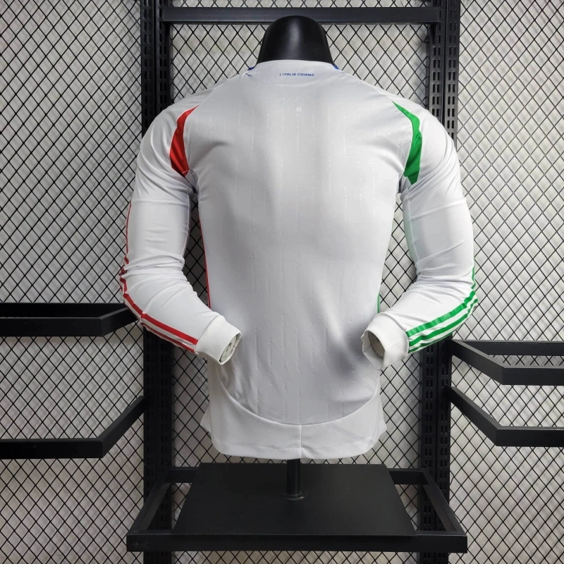 2024 Italy Away Soccer Jersey Player Version Long Sleeve - Image 2