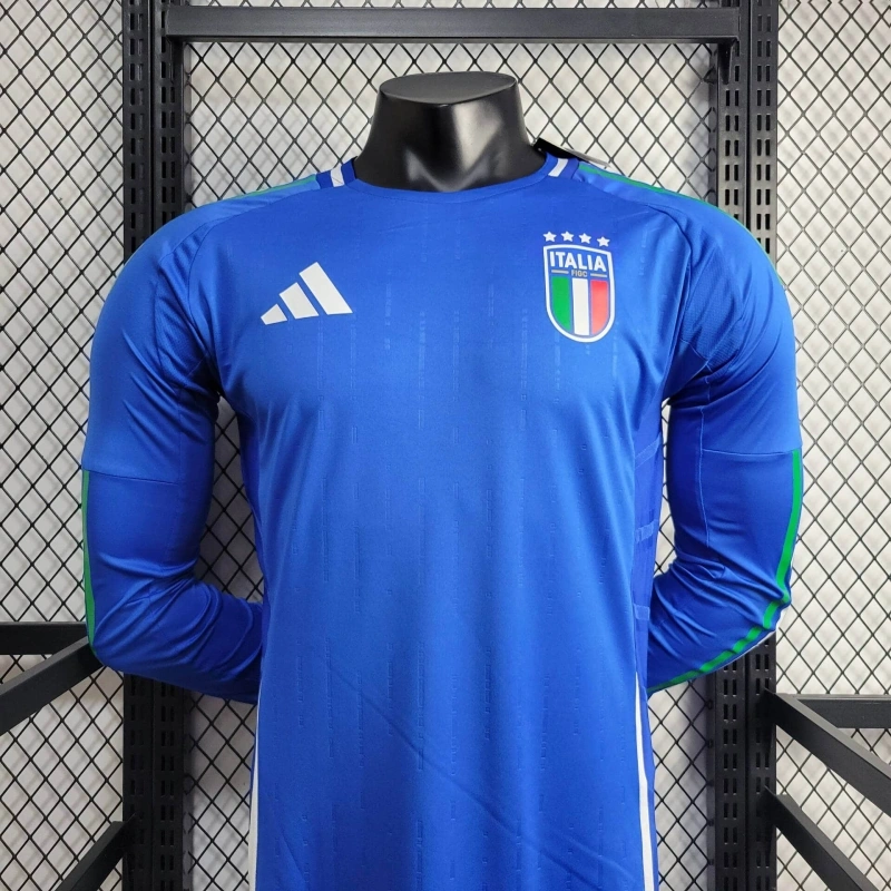 2024 Italy Home Soccer Jersey Player Version Long Sleeve