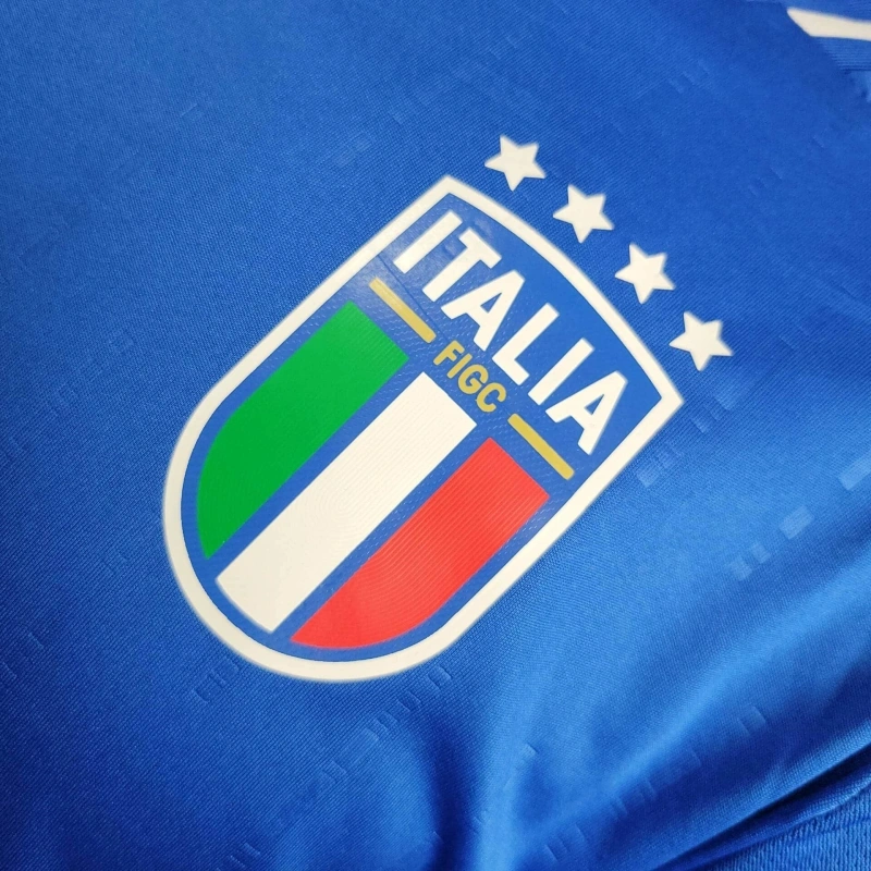 2024 Italy Home Soccer Jersey Player Version Long Sleeve - Image 6