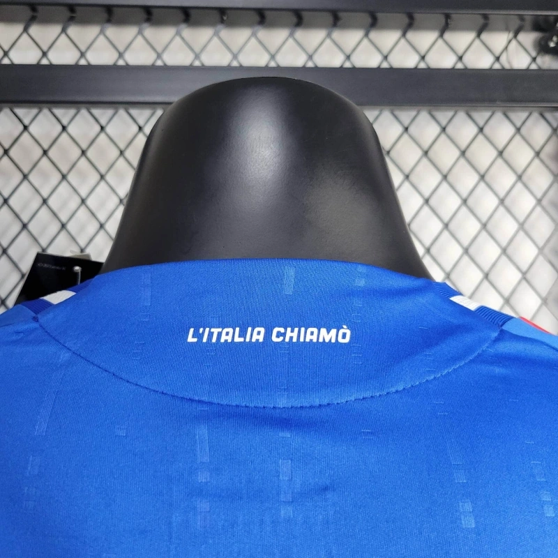 2024 Italy Home Soccer Jersey Player Version Long Sleeve - Image 3