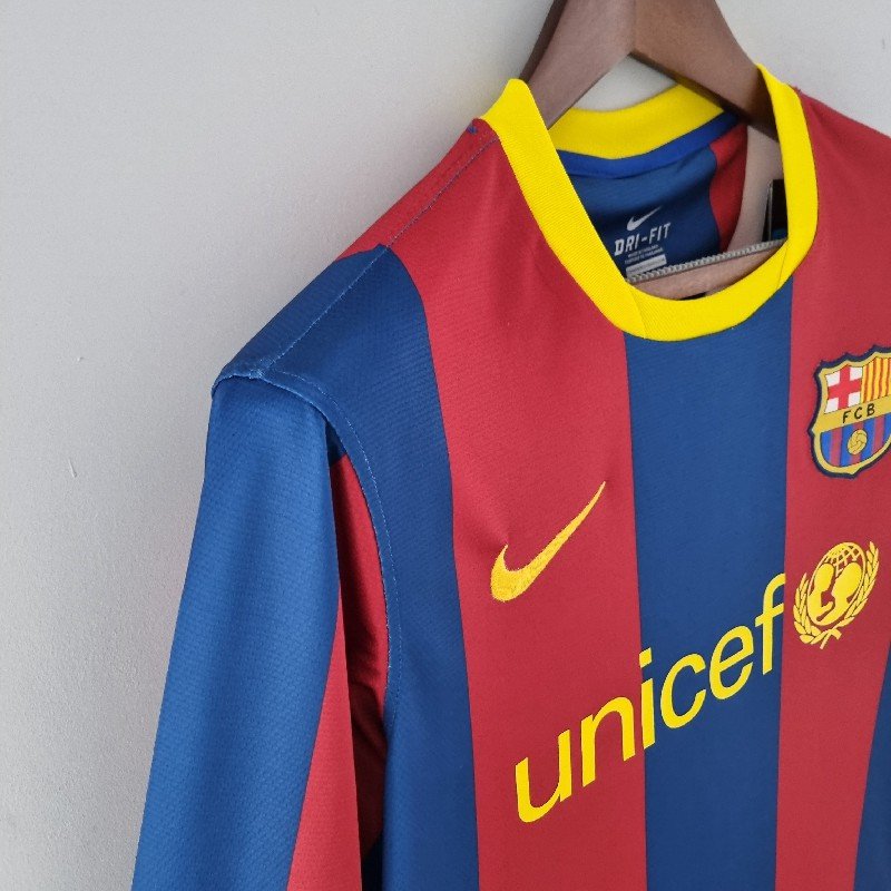 Retro Barcelona Long Sleeve 10/11UEFA Champions League Home - Image 4
