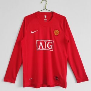 Manchester United 2007/08 home Long Sleeve Retro Soccer Jersey