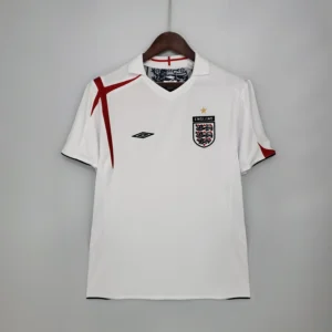 2006 England Home White Retro Jersey
