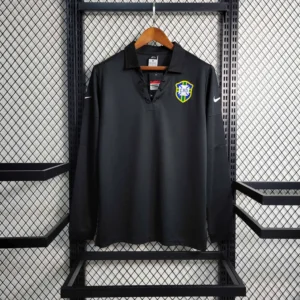 2004 Brazil Black Long Sleeve Retro Jersey